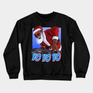 Hip Hop Dj Black Santa Claus Christmas Crewneck Sweatshirt